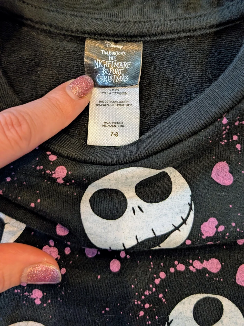 Disney Nightmare Before Christmas Girls Set: 2 Teess, Zip Hoodie, & Pullover 7/8